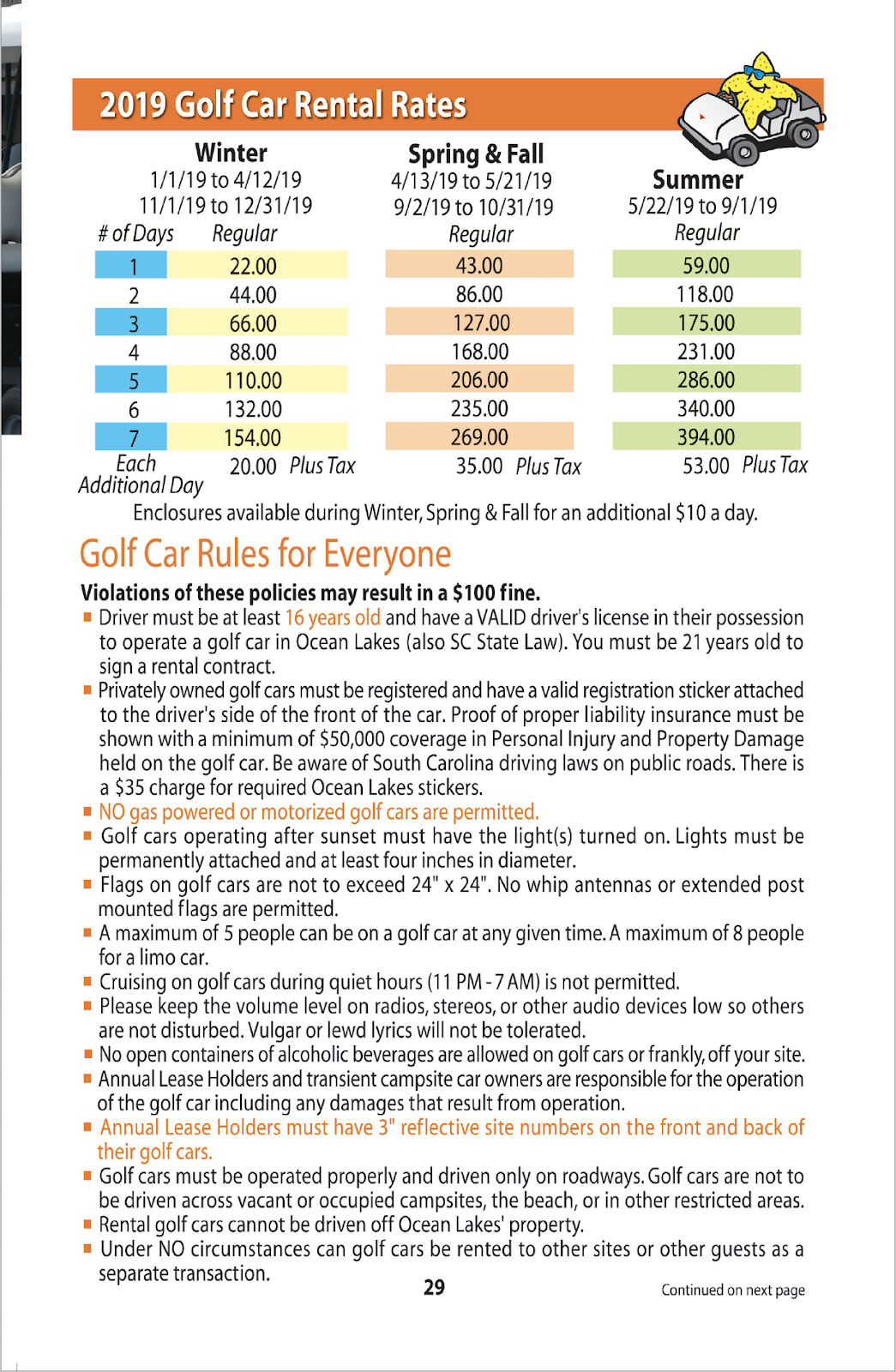 Educating Guests On Ocean Lakes’ Golf Car Policies and SC State Laws