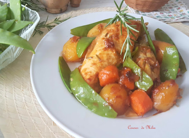 Pollo con verduras de primavera