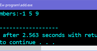 Program in C and C++ to calculate sum of three numbers using function