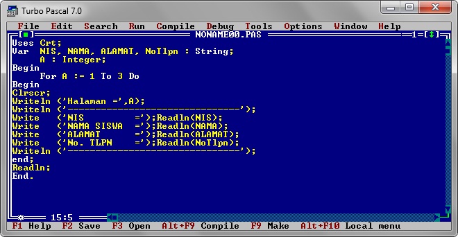 Contoh Program For To Do Pada Pascal Sekali