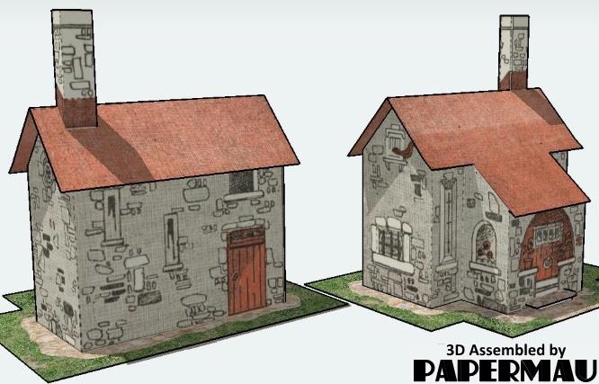 PAPERMAU: Minecraft - Village Library Paper Model With Interior