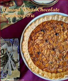 Almond White Chocolate Cranberry Pie. Warm seasonal flavors marry in this beautiful dessert, perfect for Thanksgiving or for Christmas. | Recipe developed by www.BakingInATornado.com | #recipe #dessert