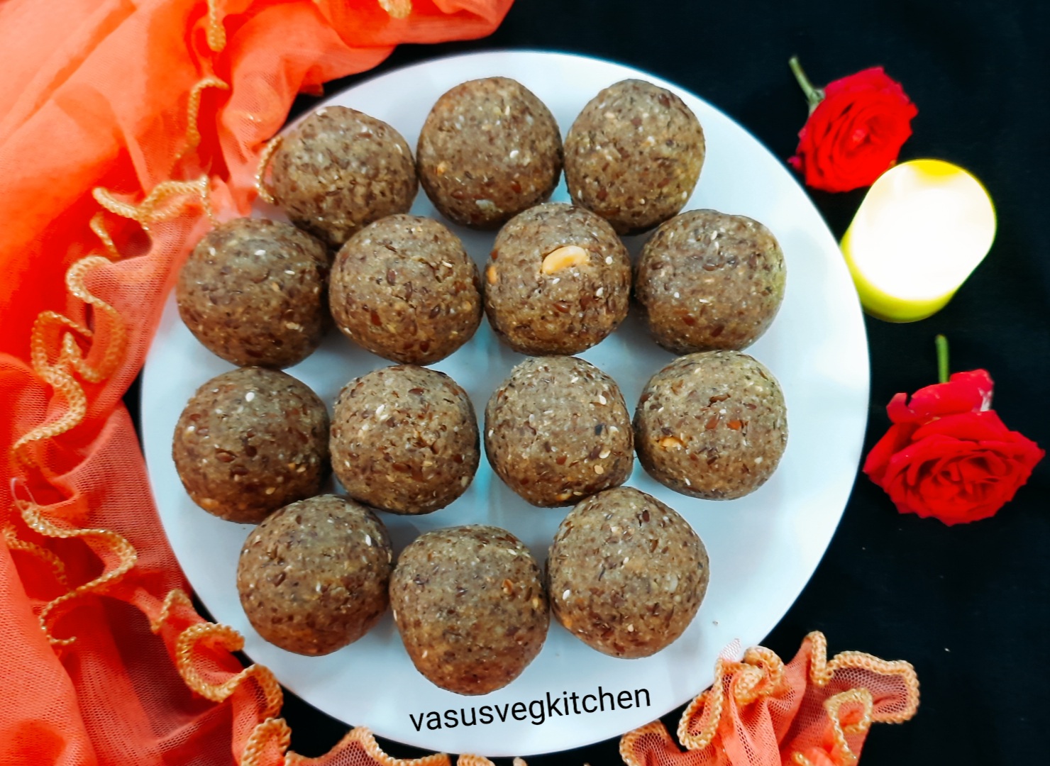 Vasusvegkitchen Flax Seeds Laddu No Ghee No Sugar Sweet recipe for