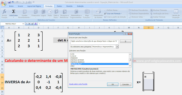 Resolvendo uma equação matricial usando o Excel