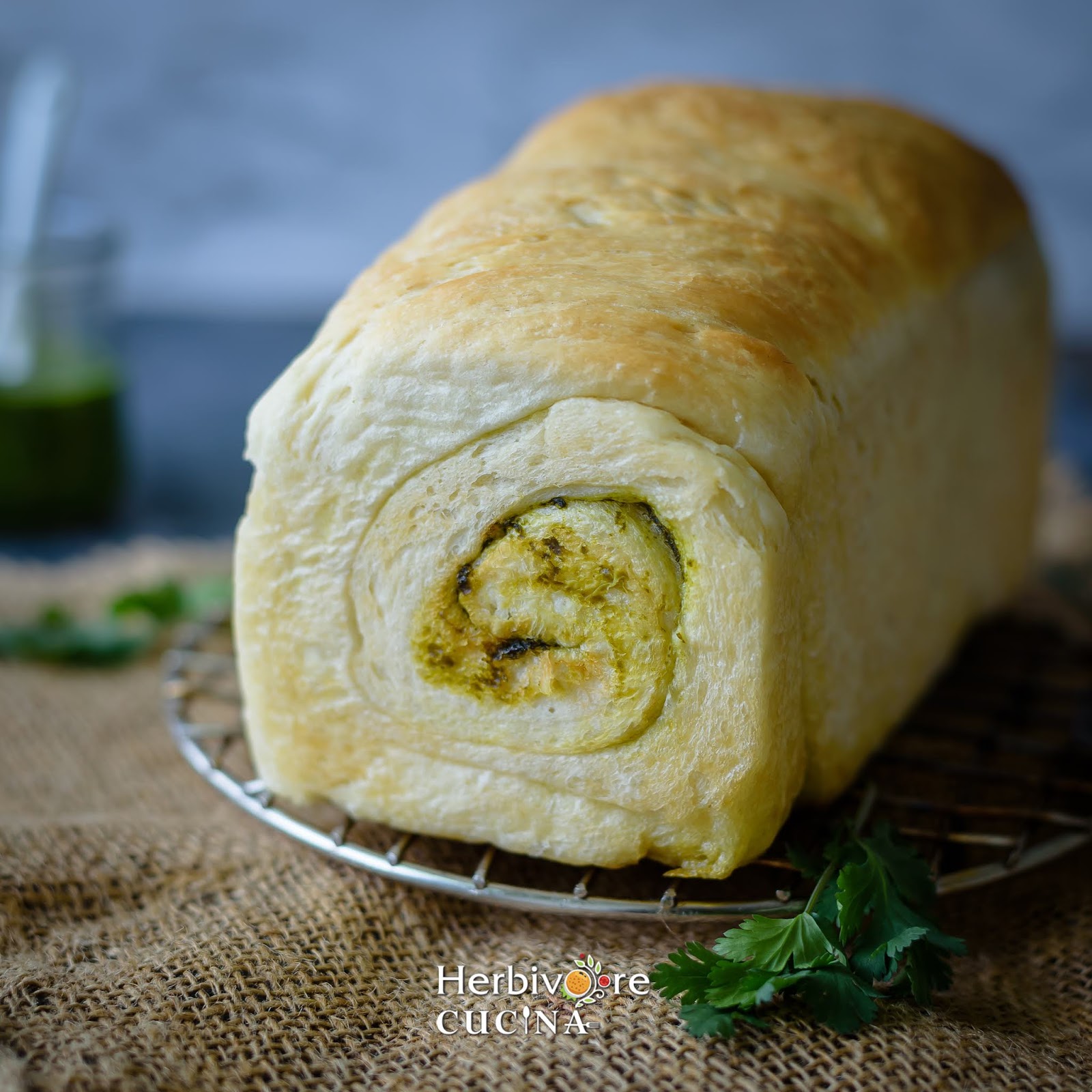 Herbivore Cucina Cilantro Sauce Swirled Bread Chutney Bread