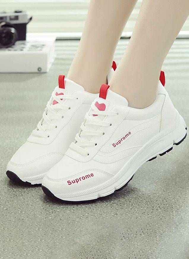 Giày Sneaker Nữ Đế Cao Chống Trơn, Trái Tim Ở Mũi