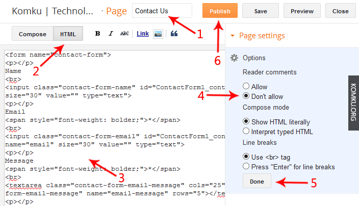add contact from code in blogger page add contact from code in blogger page