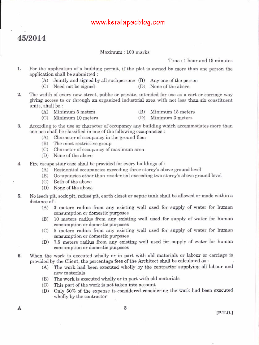 Architectural Head Draftsman Exam Previous Question Architectural Head Draftsman Exam Previous Question