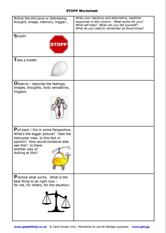 Teenage Stress Prevention: STOPP Worksheet