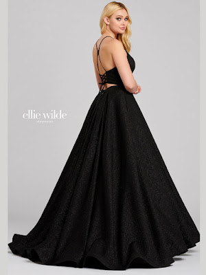 Ellie Wilde Ball Gown prom Black Color dress back side