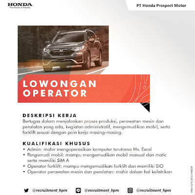 Lowongan Kerja - Job Vacancy : Honda Prospect Motor