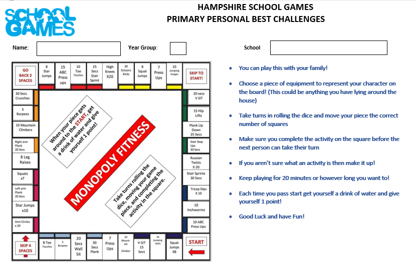 Alderwood Junior School Monopoly Sports Edition