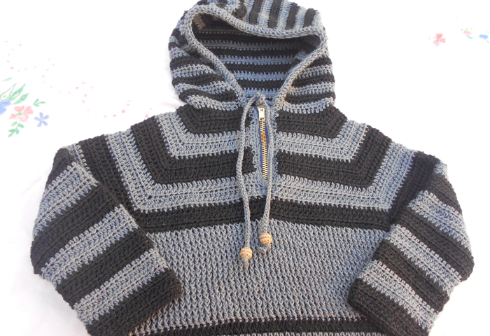 Crochet - Crosia Free Patttern with Video Tutorials: Boy Hooded Sweater