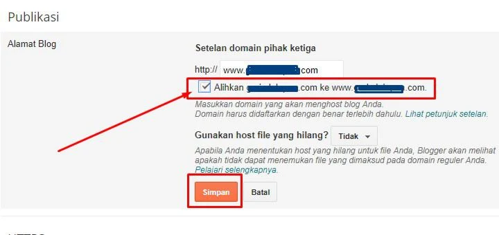 cara memasang domain .com pada blogspot