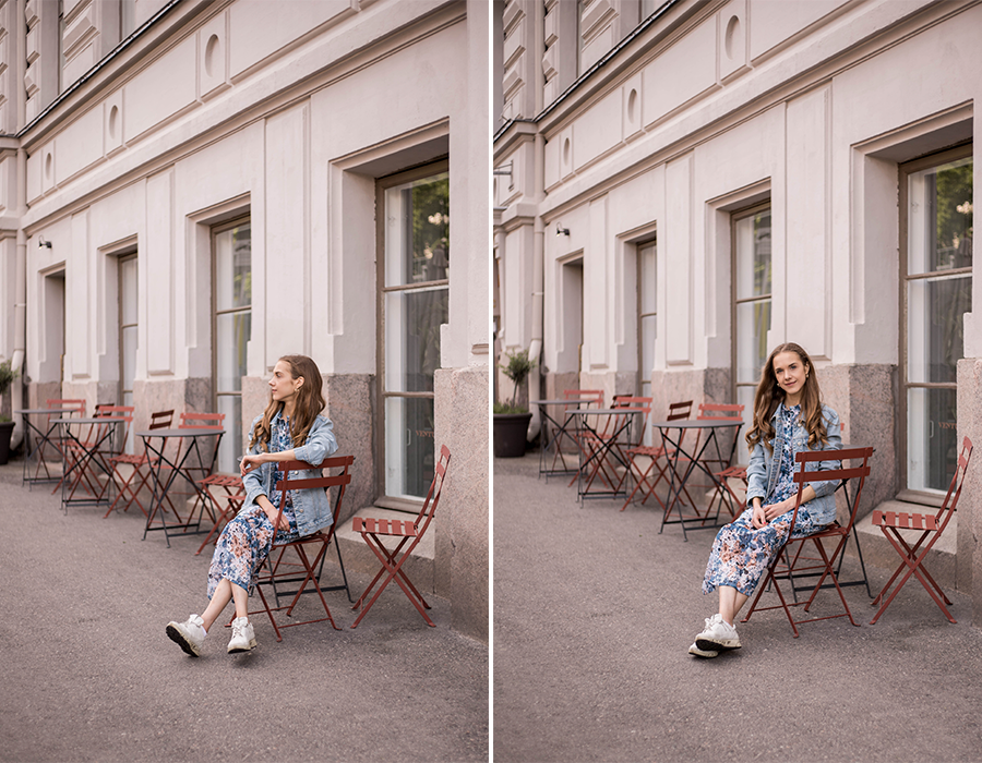 Kesämekko farkkutakin kanssa // Summer dress and denim jacket outfit