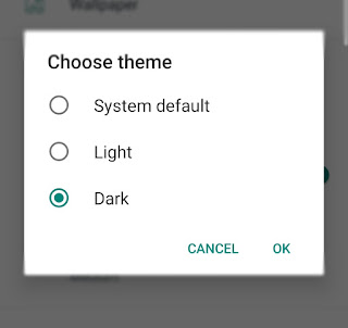 dark mode enable in whatsapp