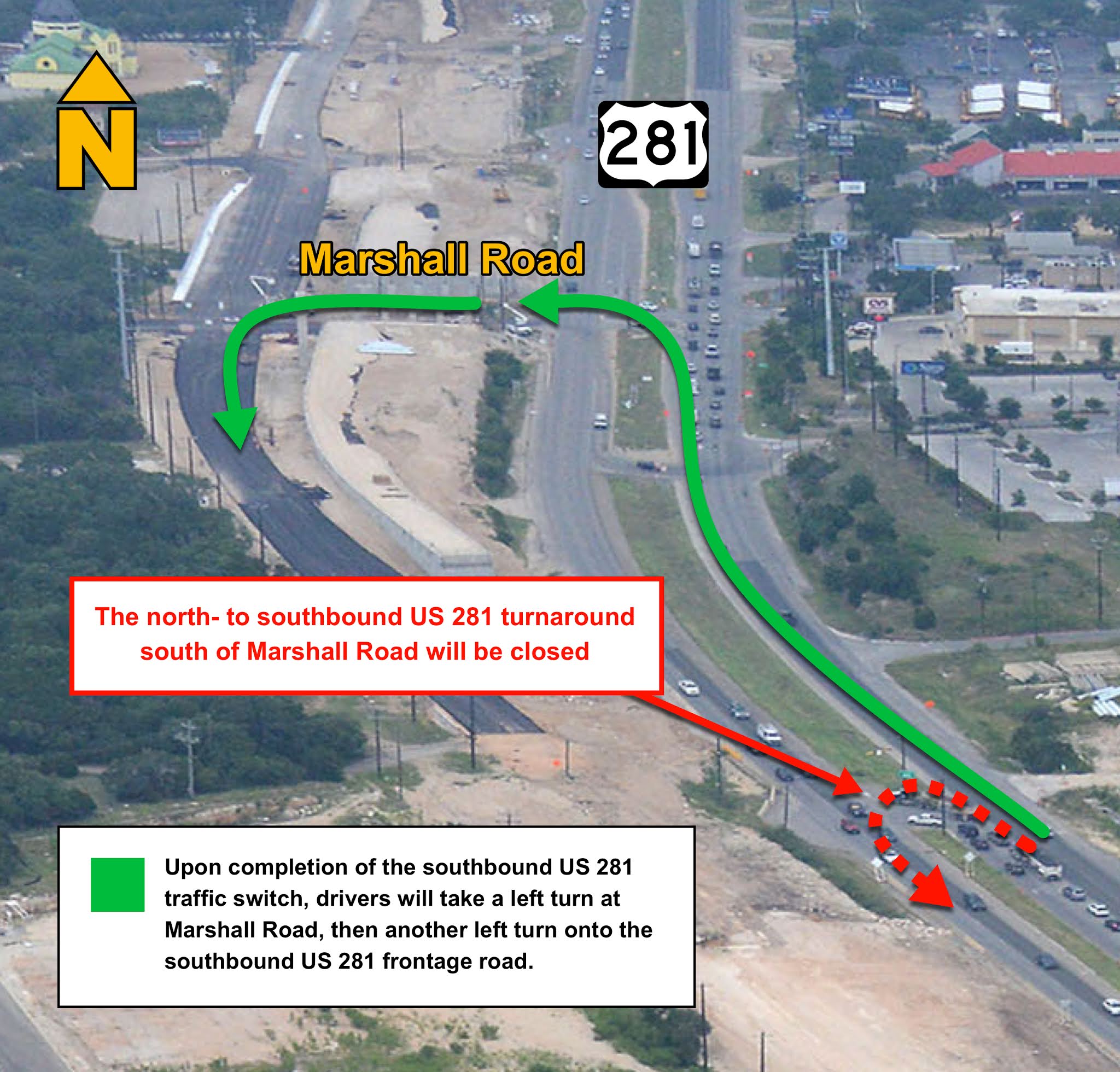 Go Ahead! Traffic Switch of the Northbound to Southbound US 281