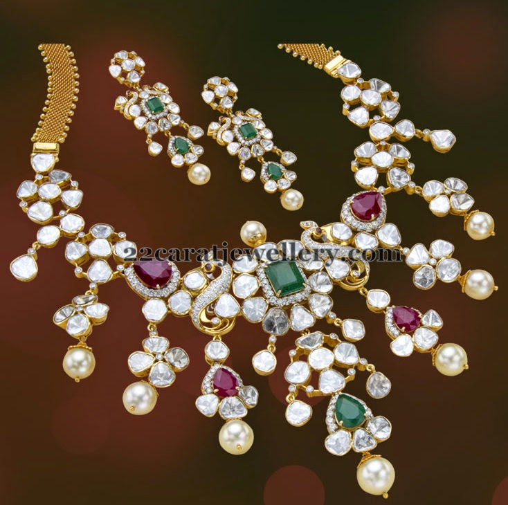 Pachi Necklace with Square Shaped Stones - Jewellery Designs