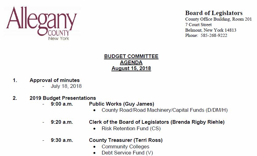 Wellsville Regional News (dot) com Allegany County Budget Committee to