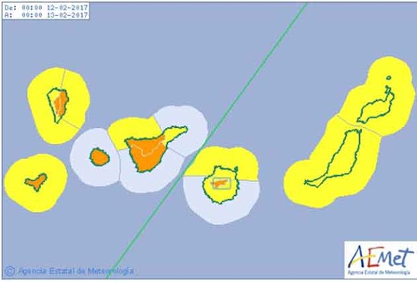 Aviso naranja por viento, Tenerife, La Palma y El hierro, domingo 12 febrero Aviso naranja por viento, Tenerife, La Palma y El hierro, domingo 12 febrero