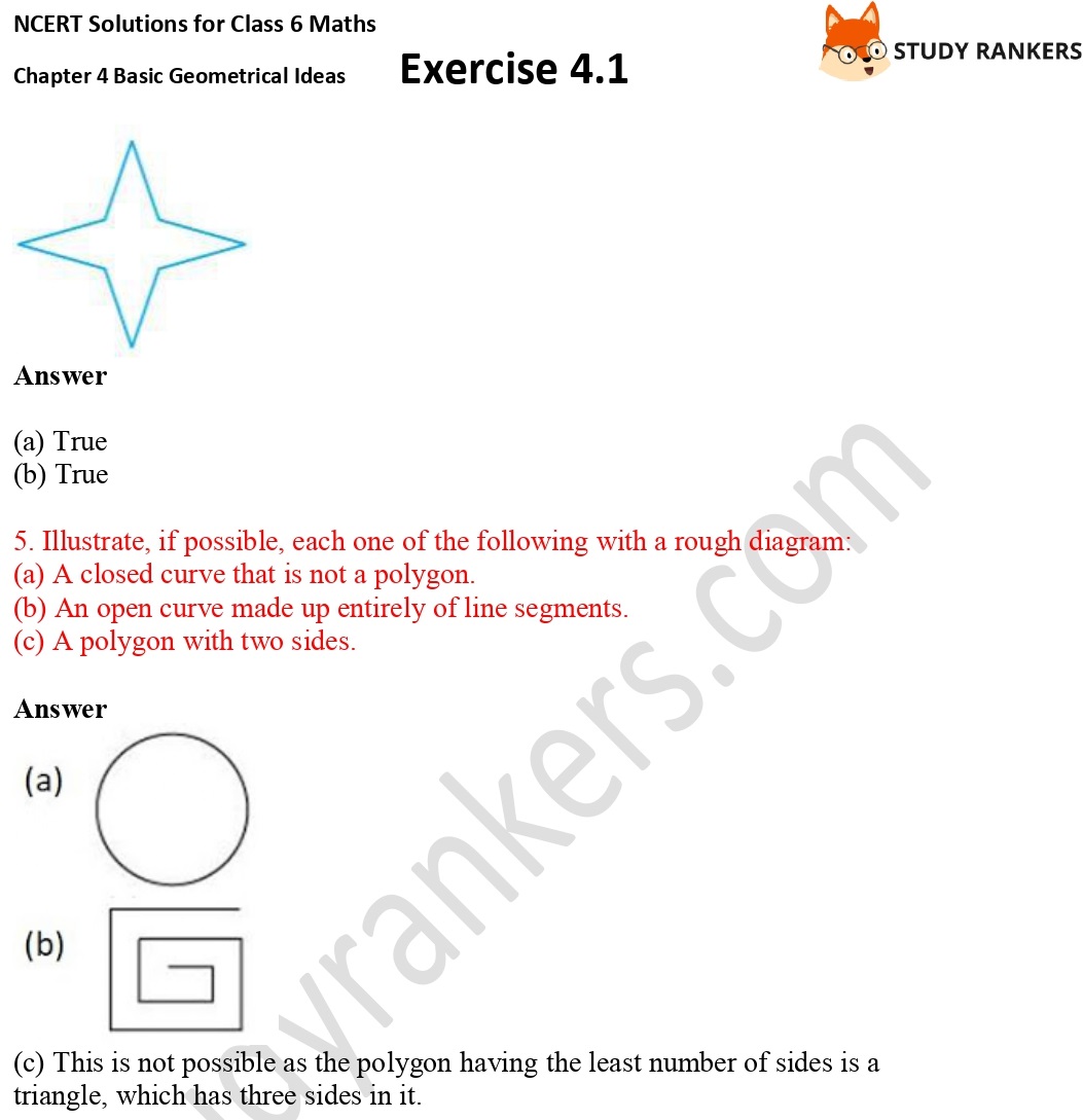 NCERT Solutions for Class 6 Maths Chapter 4 Basic Geometrical Ideas Exercise 4.2 Part 2