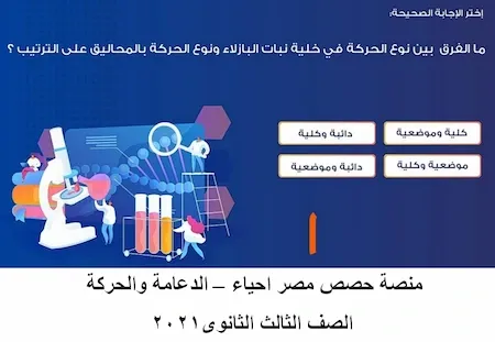 منصة حصص مصر احياء – الدعامة والحركة- الصف الثالث الثانوى2021