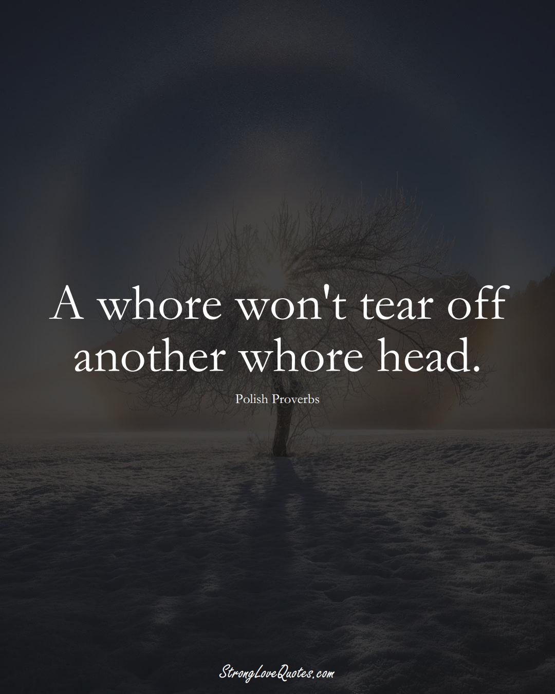 A whore won't tear off another whore head. (Polish Sayings);  #EuropeanSayings
