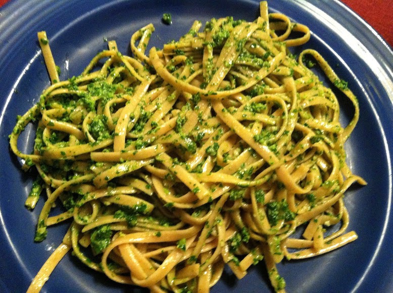 Kale pesto, one of five healthy recipes featured at recent Cooking Chat party.