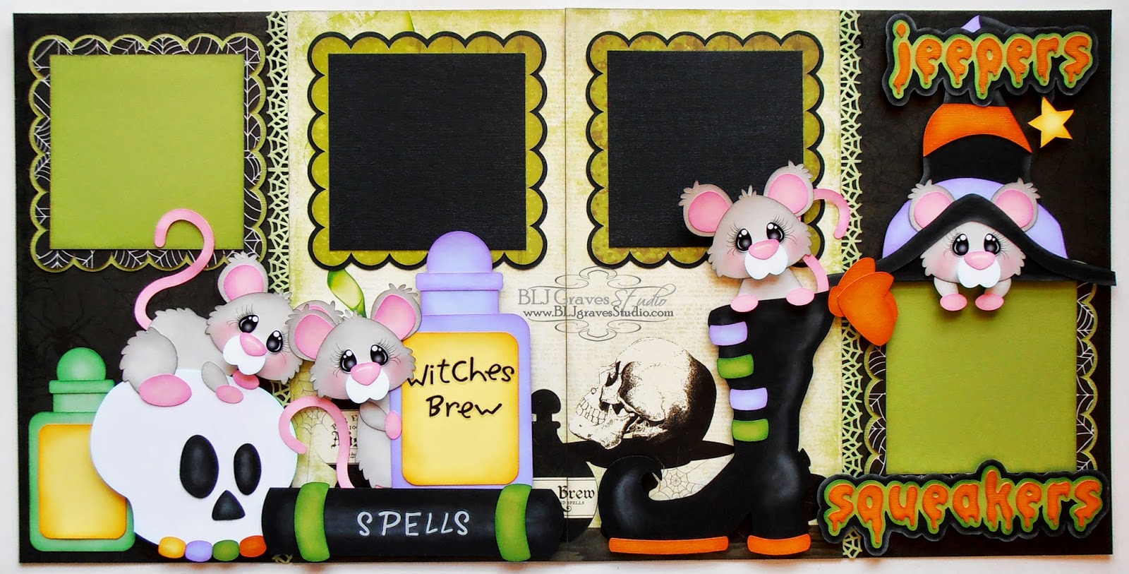 BLJ Graves Studio: Halloween Mice Scrapbook Pages