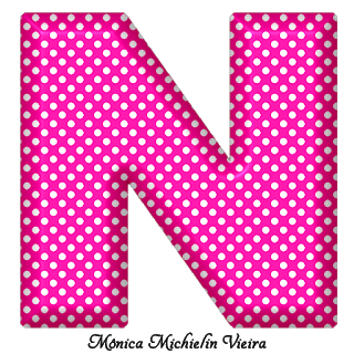 Abecedario Fucsia con Lunares Blancos. Fucsia Alphabet with Polka Dots.