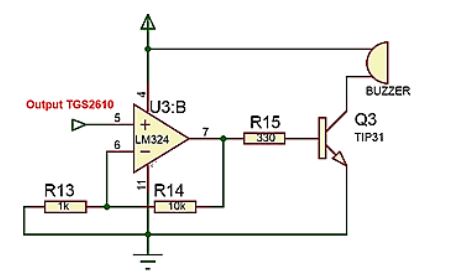Implementasi sensor Gas TGS2610 dengan sistem kendali analog