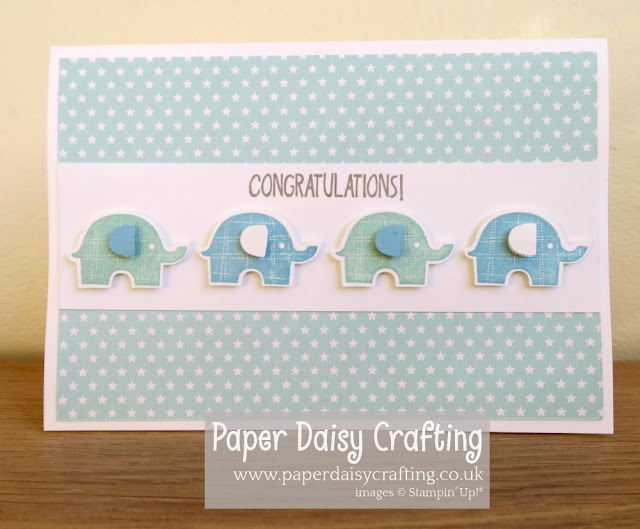 Stampin Up Little Elephant blue baby card