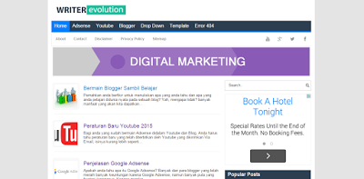 Writer Evolution Minimalist Responsive Fast Loading Blogger Template Free