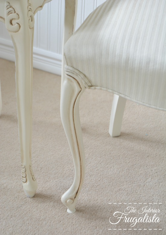 French Provincial Chair Painted White After Dark Wax
