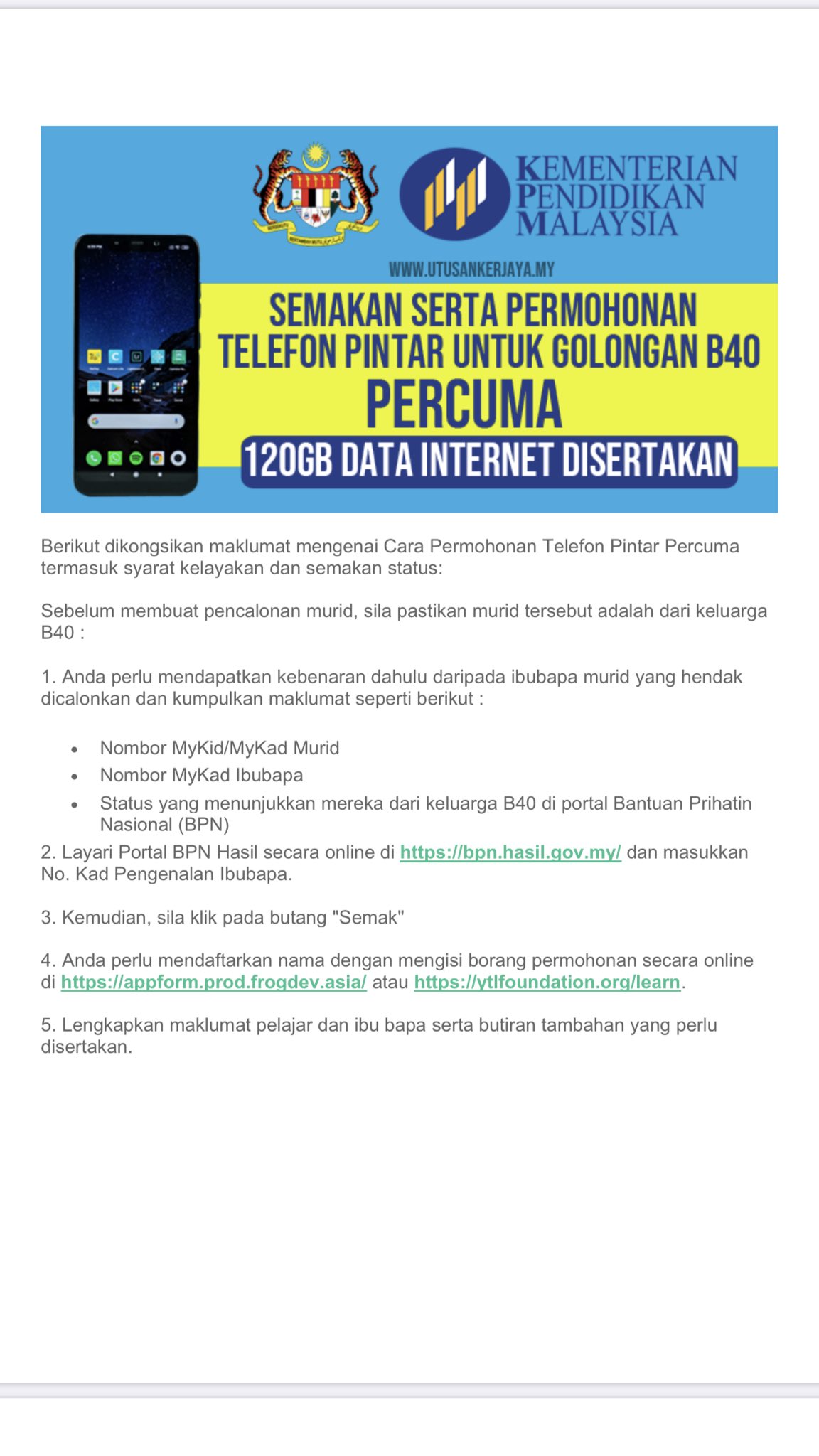 SENARAI BANTUAN KERAJAAN 2021 B40, M40, pelajar IPT & sekolah, kerja