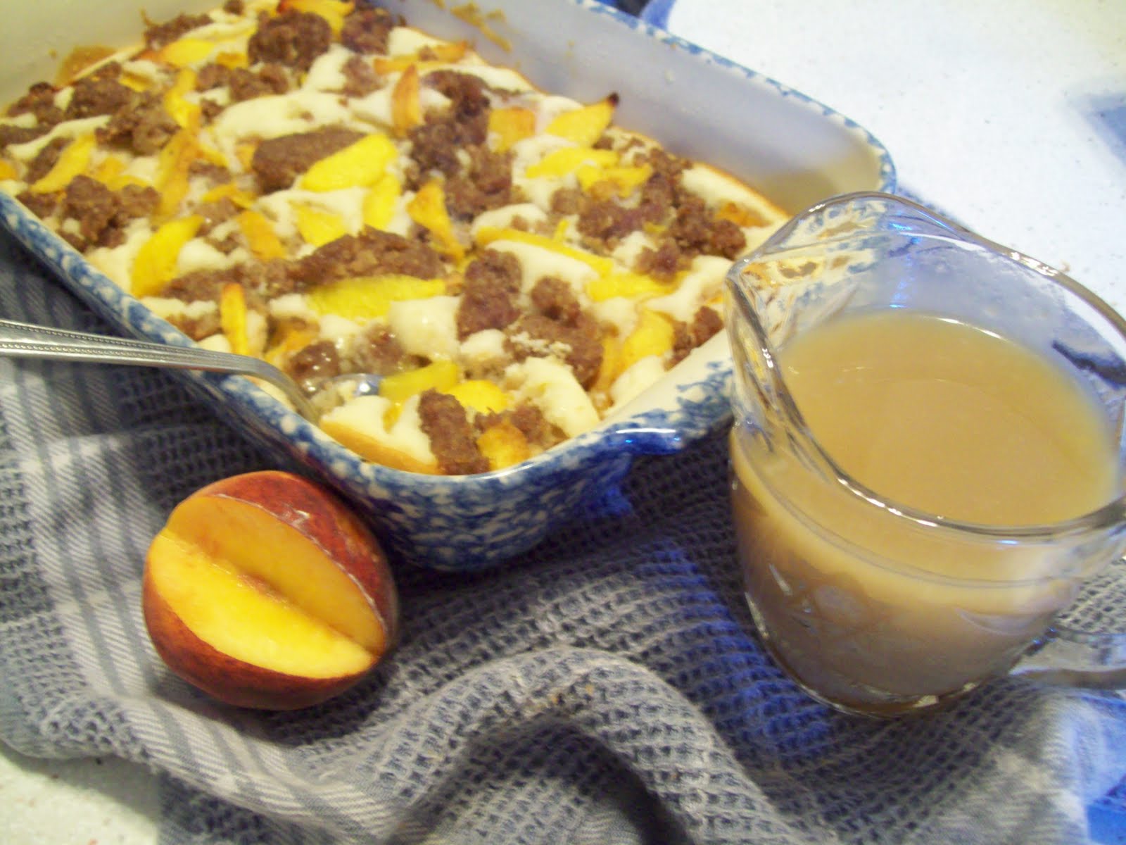 The Newfangled Country Gardener Sausage and Peach Breakfast Casserole