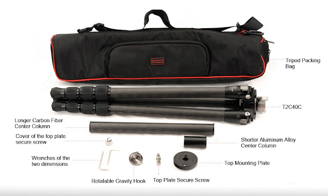 Sunwayfoto T2C40C accessories, carrying bag and tools