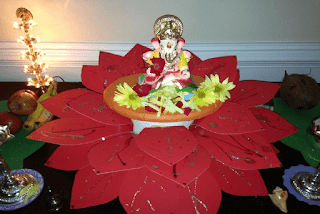 ganesh decoration with lotus