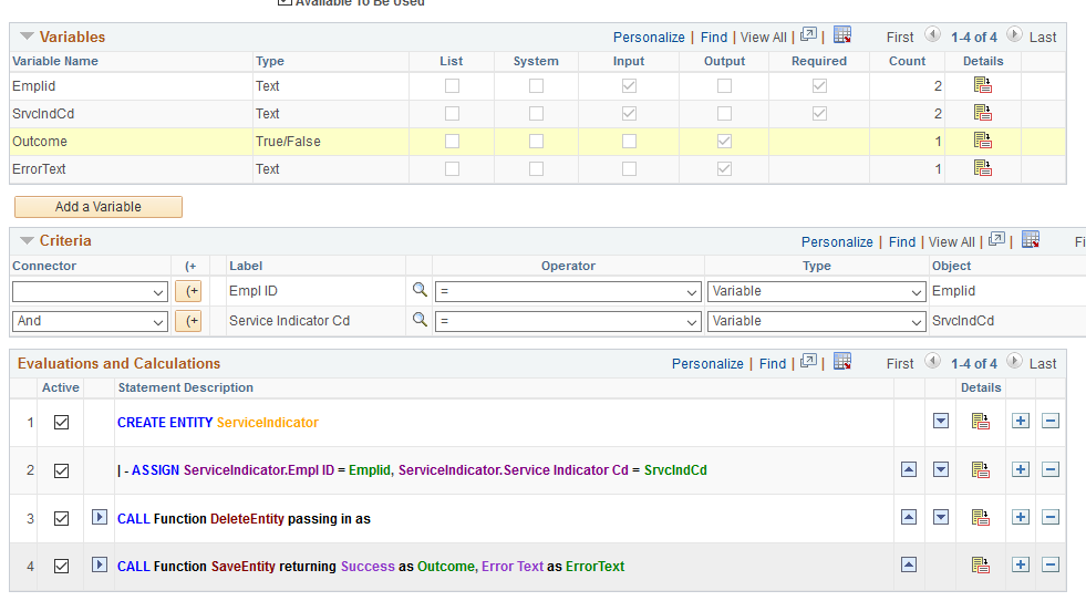 PeopleSoft Rules Engine