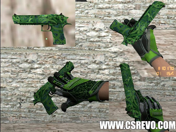 Skin Desert Eagle Emerald Jormungandr (CSGO) HD para CS 1.6 CS Revo!