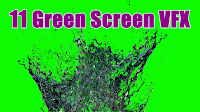 11 Free water splash effects set against a green screen background.