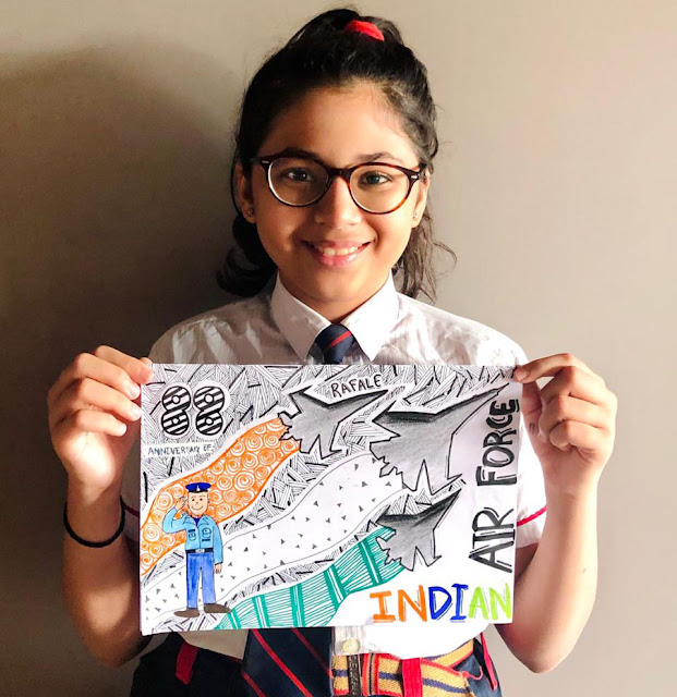 Debut of Rafale – pride of the Nation, displayed through Doodle Art by students of G.D.Goenka International School, Surat