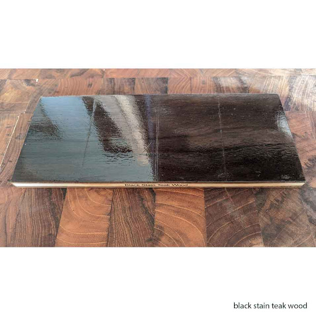 52 contoh warna stain dari empat jenis kayu pada proses finishing mebel