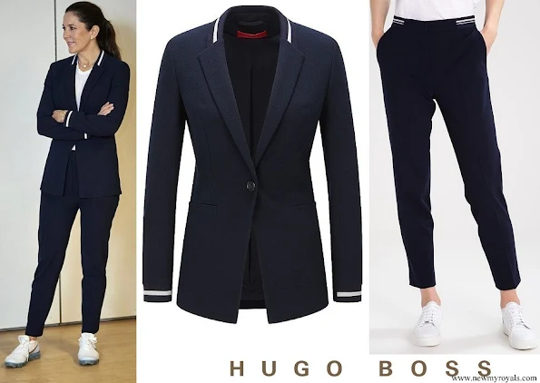 Crown Princess Mary wore Hugo Boss Agnesy Regular fit jacket and Hefena trousers