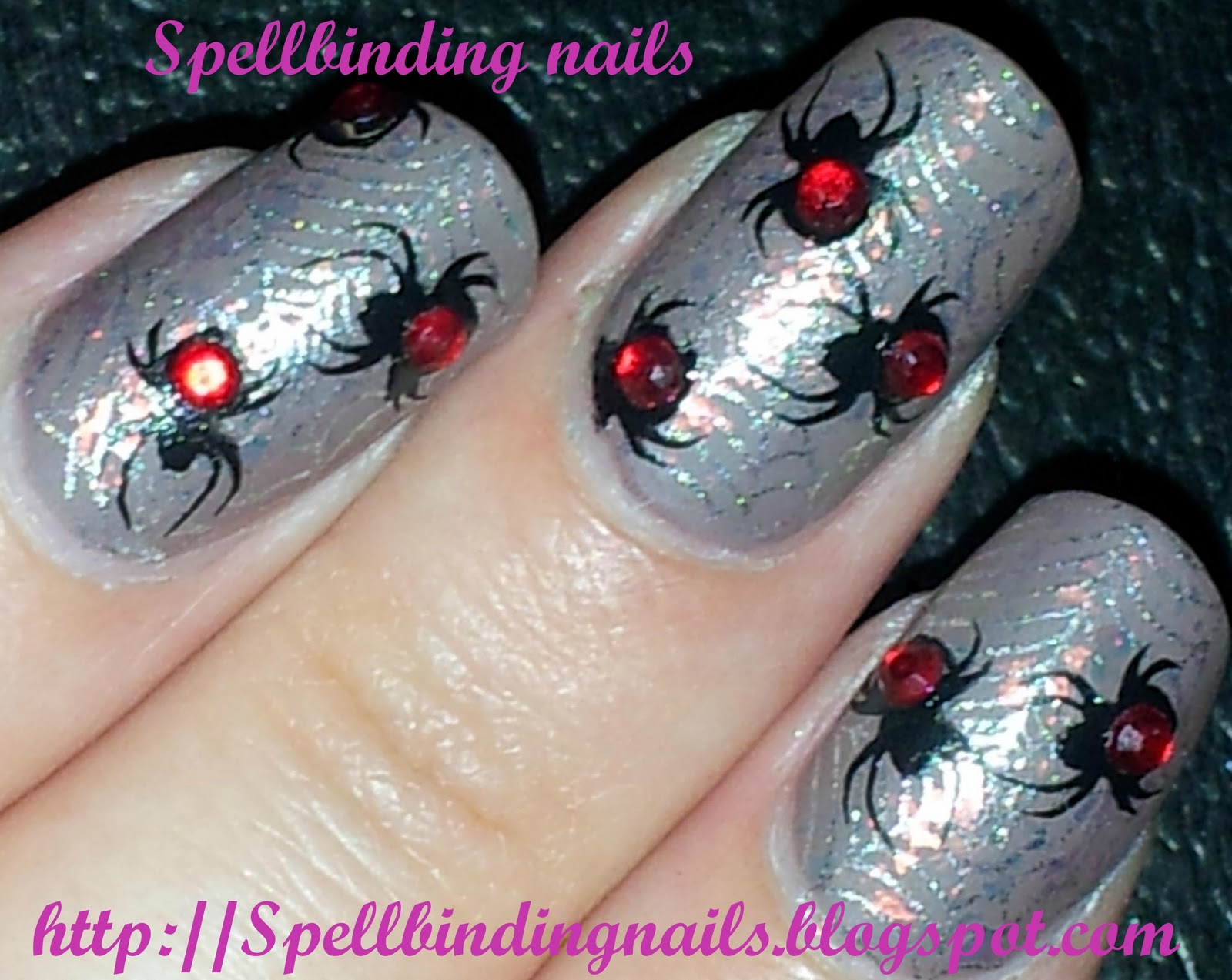 Spellbinding Nails: Big SdP C & BM13 + ' Black Widow Spiders!