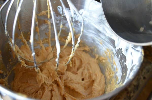 Soften gelatin being stirred in peanut butter for No Bake Peanut Butter Fudge Pie filling. 