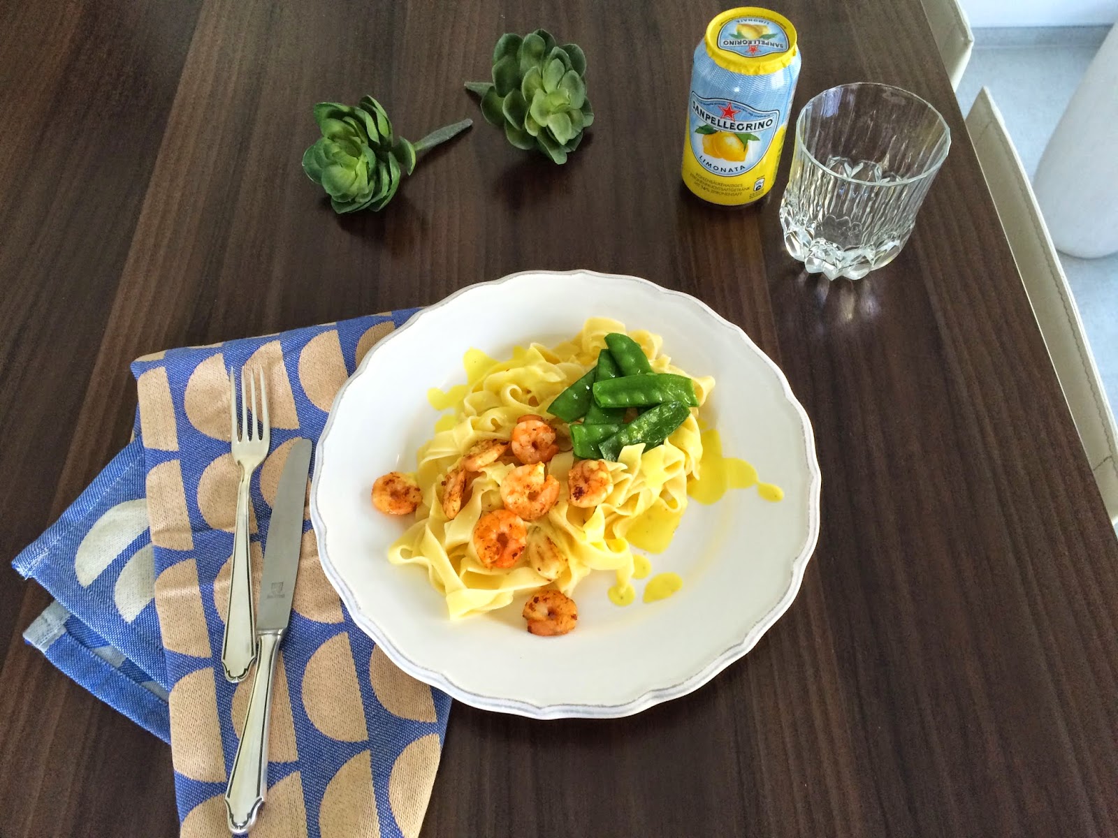 Fettuccine mit Garnelen und Safransauce: Nichts für Pfennigfuchser...