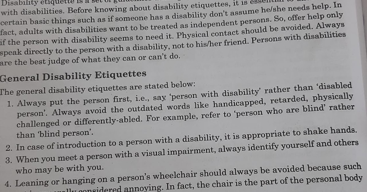 ECONOMICS DISABILITY ETIQUETTES , ADVANTAGE OF PHYSICAL ACTIVITIES