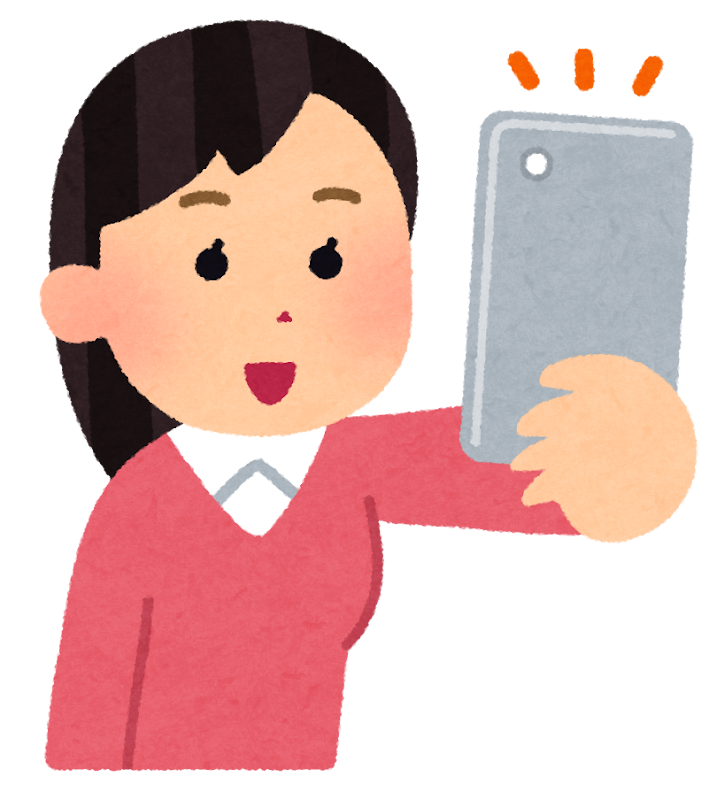 スマホで撮影する人のイラスト 女性 かわいいフリー素材集 いらすとや