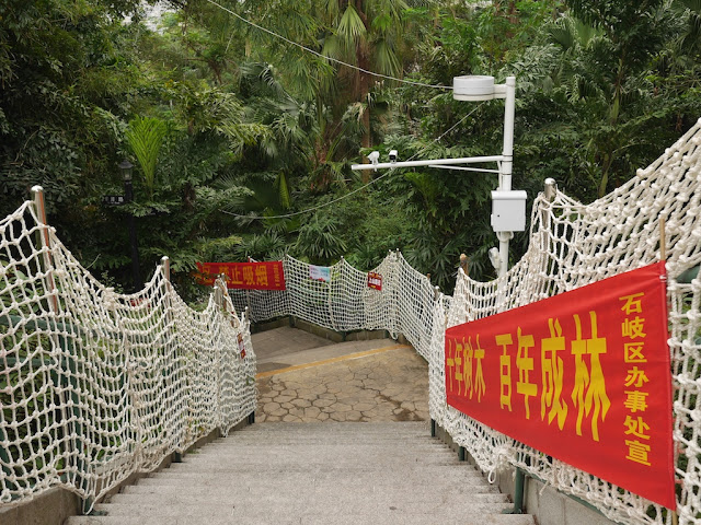 Stairs lined with a rope net at Zhongshan Park in Zhongshan